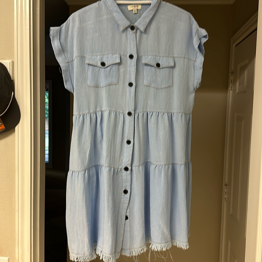 Umgee Light Blue Jean color Dress